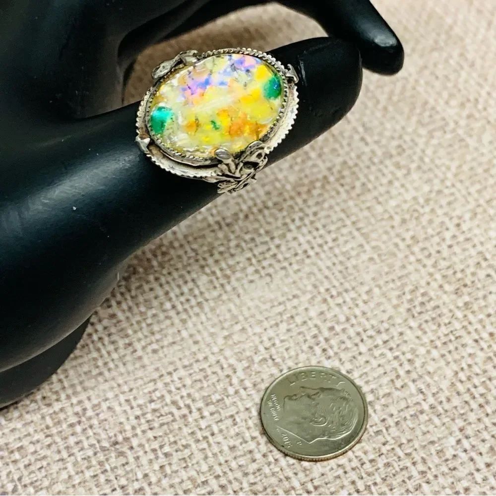 VTG Sterling Silver Glass Ring‎